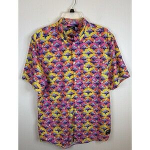 WESC Oden AOP Shroomspiracy Mushroom Print SS Button Shirt Men Medium Colorful